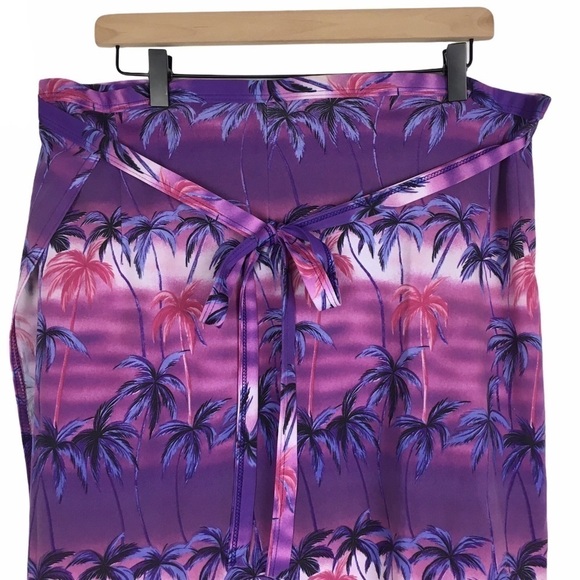 VINTAGE Waikiki Hawaii Set Top Wrap Skirt Tropical Palm Trees Beach Size Large - Picture 10 of 16